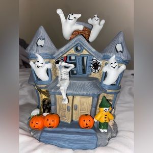Vintage Spooky Halloween ceramic haunted house candle holder party lite